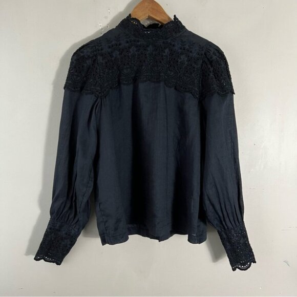 RÓHE Vonna Blouse In Black Size 36 US 4 eyelet embroidery and scalloped edges - Picture 6 of 16
